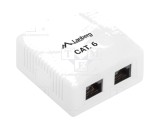 Soclu de perete LANBERG Cat 6 RJ45 x2 IP20 alb