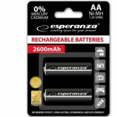 Set 2 acumulatori reincarcabili esperanza 2600mah, aa / r6