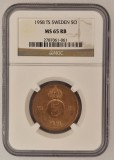 Sweden Suedia 5 Ore 1958 NGC MS65 KM#822