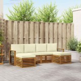 vidaXL Seturi de canapele 6 pcs Natural și Crem Lemn Solid de Acacia 3375260