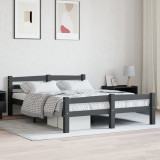 VidaXL Cadru de pat, gri &icirc;nchis, 120x200 cm, lemn masiv de pin