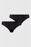 Cumpara ieftin Emporio Armani Underwear tanga 2-pack culoarea negru, transparent