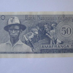 Rară! Rwanda 50 Francs/Amafranga 1969 UNC