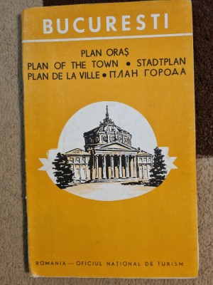 planul orasului bucuresti din anul 1976 - dimensiuni 97/68 cm foto