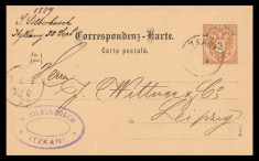 1889 Bucovina CP bilingva Stema 2 kr circulata Itcani, stampila ITZKANY foto