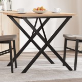 Masă Bucătărie VidaXL, Lemn Masiv Pin, Cadru X, 90x90x75.5cm, Maro, Oțel, Rustic, Durabilă