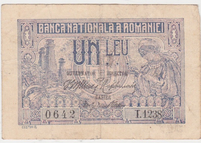 ROMANIA 1 LEU 1915 aF