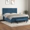 vidaXL Pat box spring cu saltea, albastru &icirc;nchis, 160x200 cm, catifea 3138095