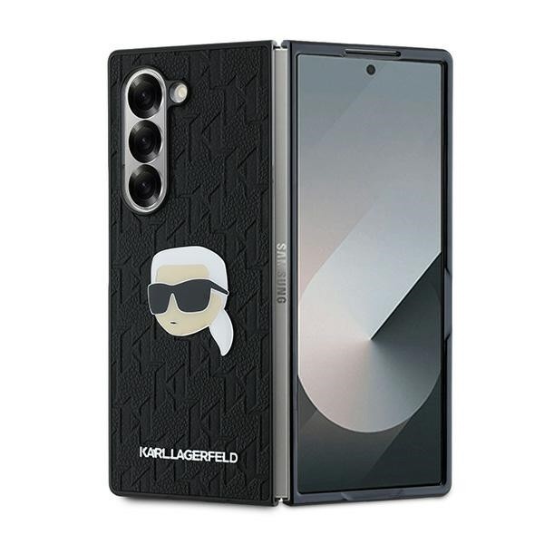 Husa pentru Samsung Galaxy Z Fold6 F956, Karl Lagerfeld, Saffiano Monogram Karl&#039;s Head Metal, Neagra