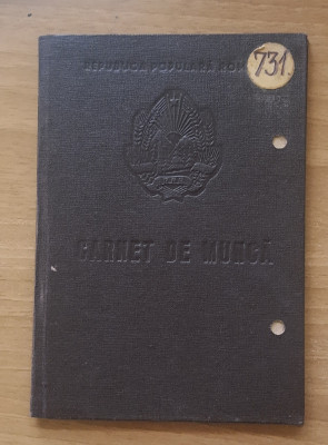 CARNET DE MUNCA - 1961 - RPR foto