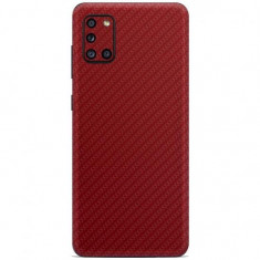 Set Folii Skin Acoperire 360 Compatibile cu Samsung Galaxy A31 (Set 2) - ApcGsm Wraps Carbon Geranium Red