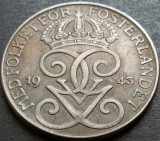 Cumpara ieftin Moneda istorica 5 ORE - SUEDIA, anul 1943 * cod 3011 = excelenta, Europa, Fier