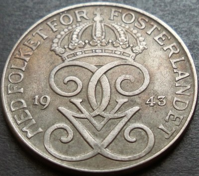 Moneda istorica 5 ORE - SUEDIA, anul 1943 * cod 3011 = excelenta foto