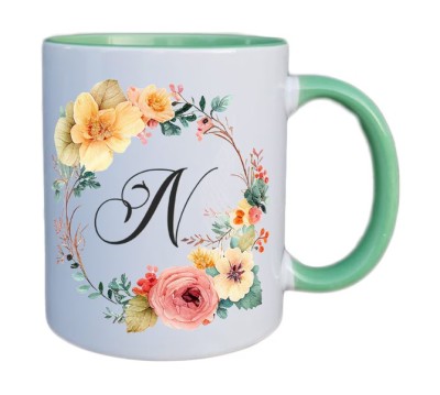 Cana maner verde personalizata cu initiala N, INOVATIX&amp;reg;. 330ml foto