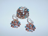 Set deosebit, nou, inel cu cercei , email multicolor,