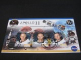 Apollo 11 Prima Misiune Lunară cu Echipaj . Bloc filatelic Burkina Faso 2023 (3 valori), Spatiu, Stampilat