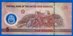 (2) BANCNOTA EMIRATELE ARABE UNITE - 5 DIRHAMS 2022, POLYMER, FORTUL AJMAN