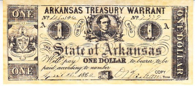 M1 R - Bancnota America - Arkansa - 1 dolar - 1863 foto