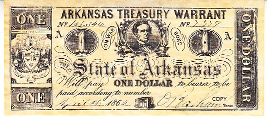 M1 R - Bancnota America - Arkansa - 1 dolar - 1863