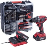 Masina de gaurit si insurubat cu percutie, brushless, 2x20V, 2 Ah, incarcator, set 73 piese, Worcraft