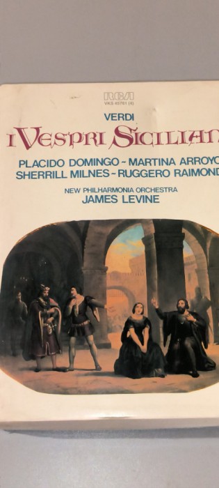 4 CASETE AUDIO ORIGINALE. VINTAGE RCA VERDI I VESPRI SICILIANI PLACIDO DOMINGO