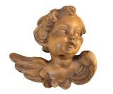 Heruvim Vintage Sculptat Manual, Lemn Arțar, Stil Baroc, 13cm, Decor Agățat