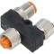 Adaptor &icirc;n T LUTRONIC M12 tată - M12 mamă x2, 5 pini, IP67, Polarizare A