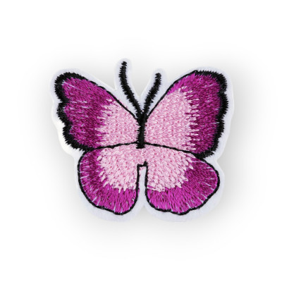 Aplicatie termoadeziva brodata, 36 x 40 mm, Fluture violet si roz foto