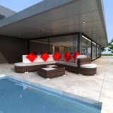 VidaXL Set mobilier de grădină cu perne, 8 piese, maro, poliratan