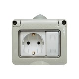 Priza schuko simpla aplicata 16A, 250V si intrerupator 10 AX, 250V IP 55 Breckner Germany