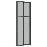 Cumpara ieftin Usa de interior, 76x201,5 cm, sticla neagra mata si aluminiu