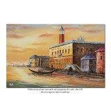 Tablou pictat manual, Palatul dogilor, Venetia, 90x60cm ulei in cutit efect 3D, Spectaculos