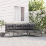 VidaXL Set mobilier de grădină cu perne, 4 piese, gri, poliratan