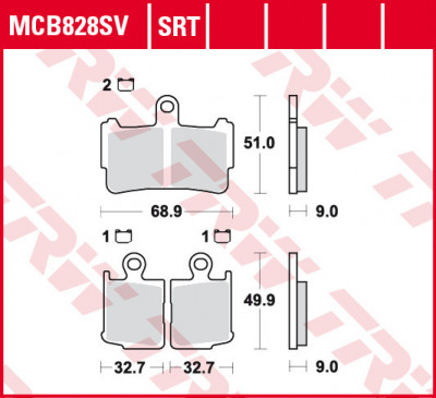 Set placute frana fata TRW MCB828SV - Honda VFR 1200 F ABS (10-16) - VFR 1200 FD DCT ABS (10-16) foto