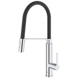 Baterie de bucatarie Grohe Feel 31489000, 3/8&amp;#039;&amp;#039;, tip C, pipa inalta, dus extractabil, 2 pulverizari, cauciuc profesional, crom