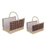 Cumpara ieftin Set 2 cosuri depozitare lemn salcie textil Kelly 50x38x30h, 40x30x26h
