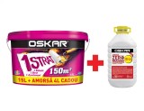 Vopsea lavabila interior, Oskar crema 1 strat, alba, 15 L + amorsa Oskar zero mucegai 4 L
