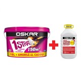 Vopsea lavabila interior, Oskar crema 1 strat, alba, 15 L + amorsa Oskar zero mucegai 4 L