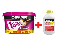 Vopsea lavabila interior, Oskar crema 1 strat, alba, 15 L + amorsa Oskar zero mucegai 4 L foto