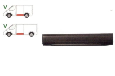 Segment reparatie panou lateral Vw Transporter (T4)/Caravelle/Multivan 07.1990-03.2003 , partea Stanga, Inferior, Metal,Lungimea 1395 Mm,Inaltimea 22 foto