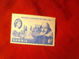 Serie 1 val. Gambia 1964 Regina Elisabeta II - 400 Ani Shakespeare, Nestampilat