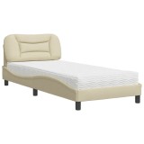 Cumpara ieftin Pat cu saltea, Hvar, crem, 80x200 cm, textil