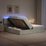 Cumpara ieftin Pat cu LED si saltea Gri deschis 180 x 200 cm Catifea