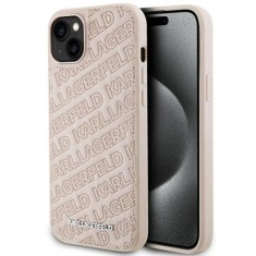 Husa pentru iPhone 15 / iPhone 14 / iPhone 13 - Karl Lagerfeld Diagonal Quilted K Pattern (KLHCP15SPQKPMP) - Pink foto