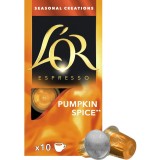Cafea capsule, L&amp;#039;OR editie limitata Pumpkin spice, 10 bauturi x 40 ml, 10 capsule compatibile cu Nespresso Original, 52 g