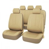 Set Huse Auto Universale Piele Ecologica Bej AG338F (11 piese) - Protectie Scaune, Confort Ortopedic, Montare Usoara