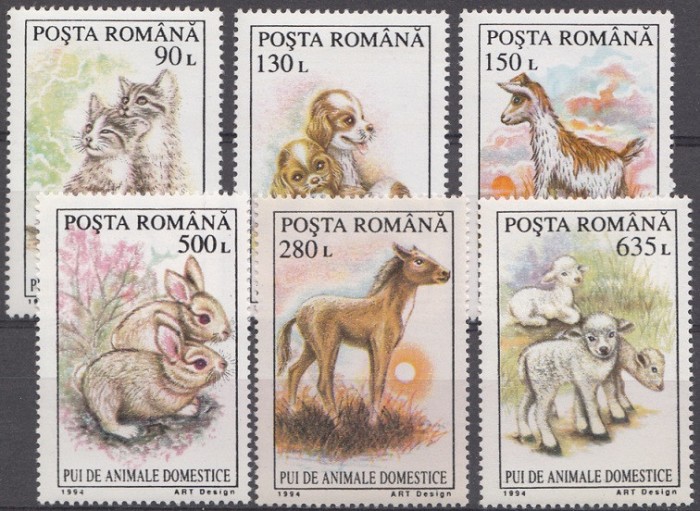 B0303 - Romania 1994 - Pui de animale 6v neuzat,perfecta stare