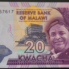 Bancnota EXOTICA 20 KWACHA - MALAWI, anul 2015 *Cod 453 A = UNC