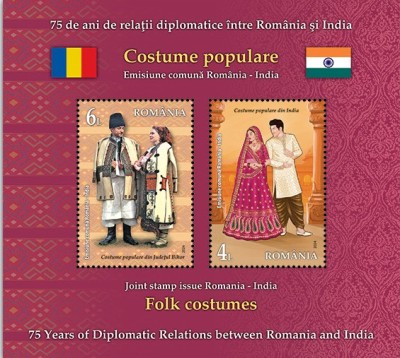 ROMANIA 2024 - EMISIUNE COMUNA ROMANIA INDIA - BLOC 2 TIMBRE LP.2484a MNH** foto