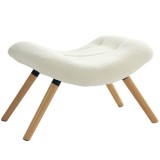 HOMCOM Fotoliu pentru picioare modern din lemn cu acoperire din polar și picioare din fag, căptușit, pentru living, dormitor, vestibul, cremă albă | A